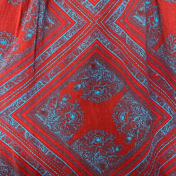 Free People Walking On A Dream Keyhole Plunge Red Blouse Shirt - Size XS - Picture 4 of 10